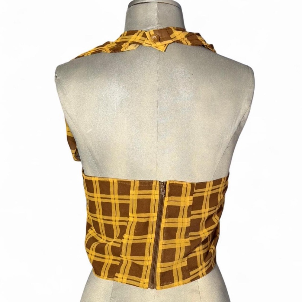 With Jean Brown and Tan Checkered Crop Top - Picture 3 of 5